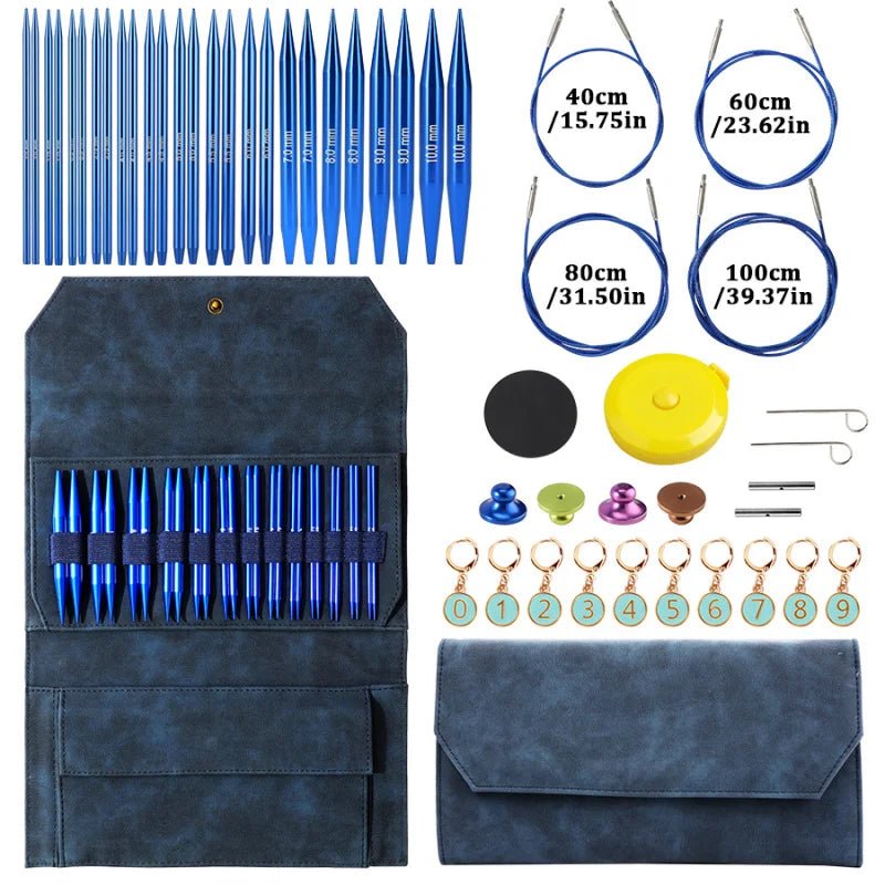 Aluminum Detachable Circular Knitting Needle Set with Storage Bag