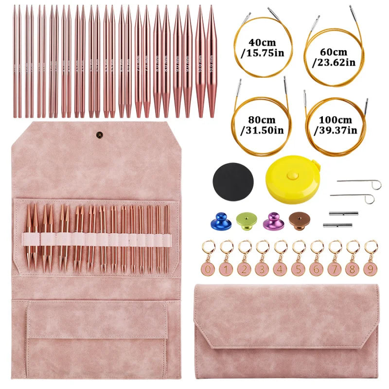 Aluminum Detachable Circular Knitting Needle Set with Storage Bag