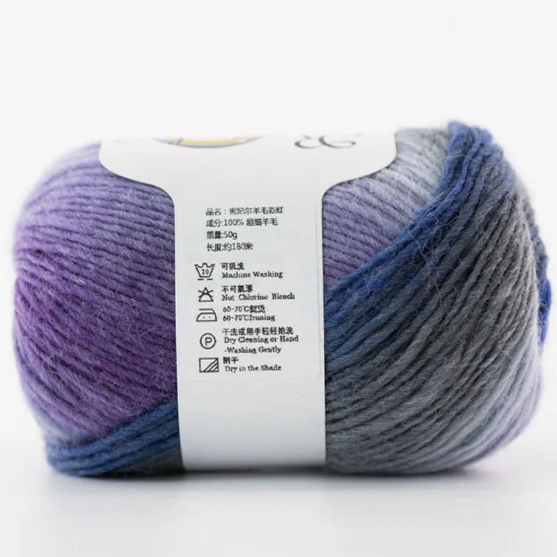 100% Wool Rainbow Yarn – Soft Thick Thread for Knitting & Crochet