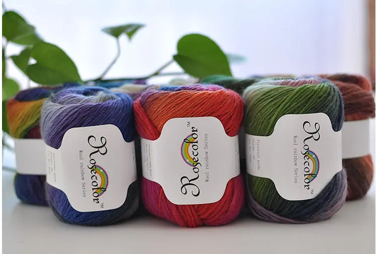 100% Wool Rainbow Yarn – Soft Thick Thread for Knitting & Crochet