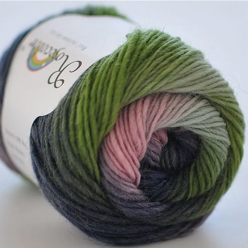 100% Wool Rainbow Yarn – Soft Thick Thread for Knitting & Crochet