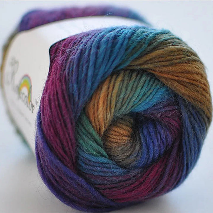 100% Wool Rainbow Yarn – Soft Thick Thread for Knitting & Crochet