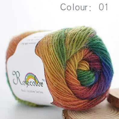 100% Wool Rainbow Yarn – Soft Thick Thread for Knitting & Crochet