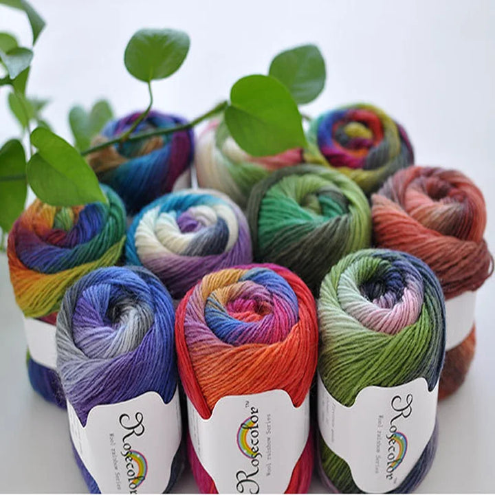 100% Wool Rainbow Yarn – Soft Thick Thread for Knitting & Crochet