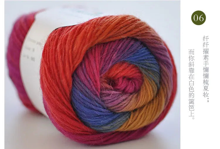 100% Wool Rainbow Yarn – Soft Thick Thread for Knitting & Crochet