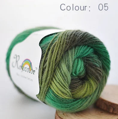100% Wool Rainbow Yarn – Soft Thick Thread for Knitting & Crochet