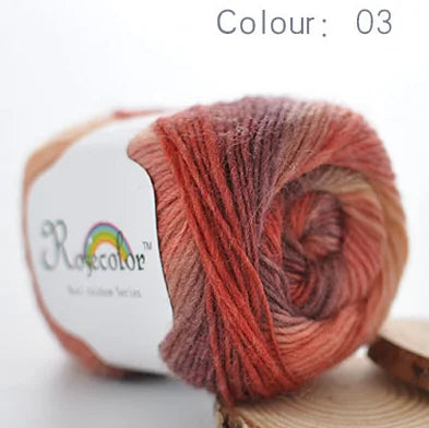 100% Wool Rainbow Yarn – Soft Thick Thread for Knitting & Crochet