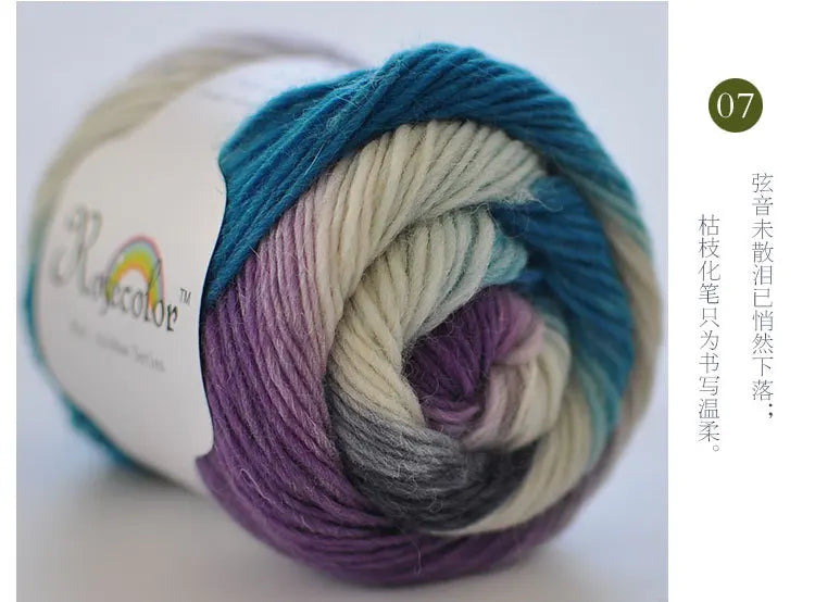 100% Wool Rainbow Yarn – Soft Thick Thread for Knitting & Crochet