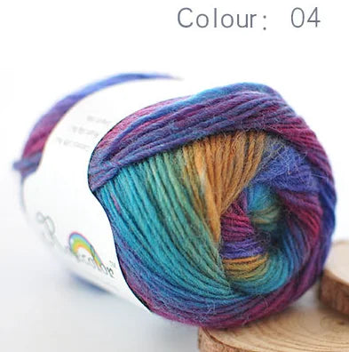 100% Wool Rainbow Yarn – Soft Thick Thread for Knitting & Crochet