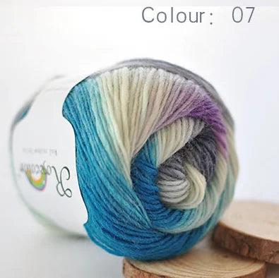 100% Wool Rainbow Yarn – Soft Thick Thread for Knitting & Crochet