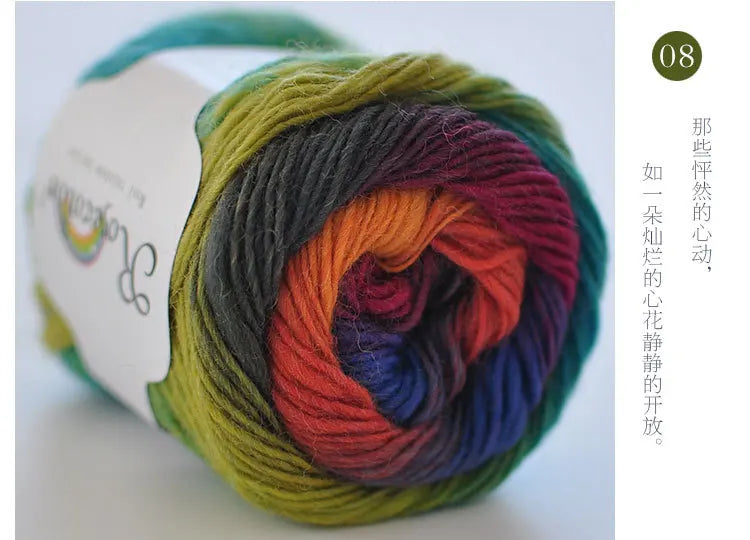 100% Wool Rainbow Yarn – Soft Thick Thread for Knitting & Crochet