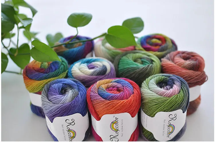 100% Wool Rainbow Yarn – Soft Thick Thread for Knitting & Crochet