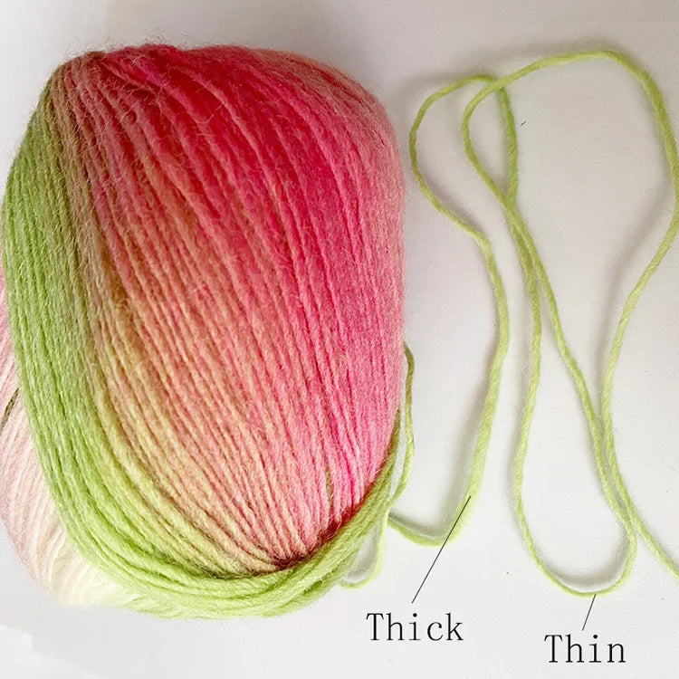 100% Wool Rainbow Yarn – Soft Thick Thread for Knitting & Crochet