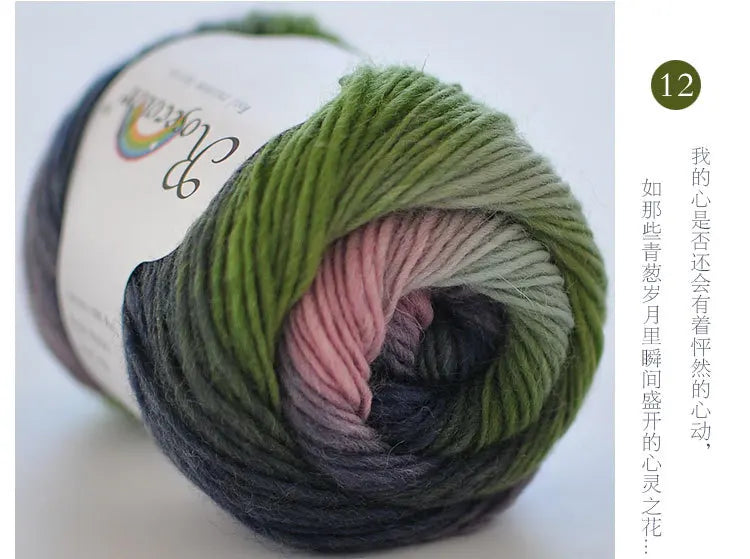 100% Wool Rainbow Yarn – Soft Thick Thread for Knitting & Crochet