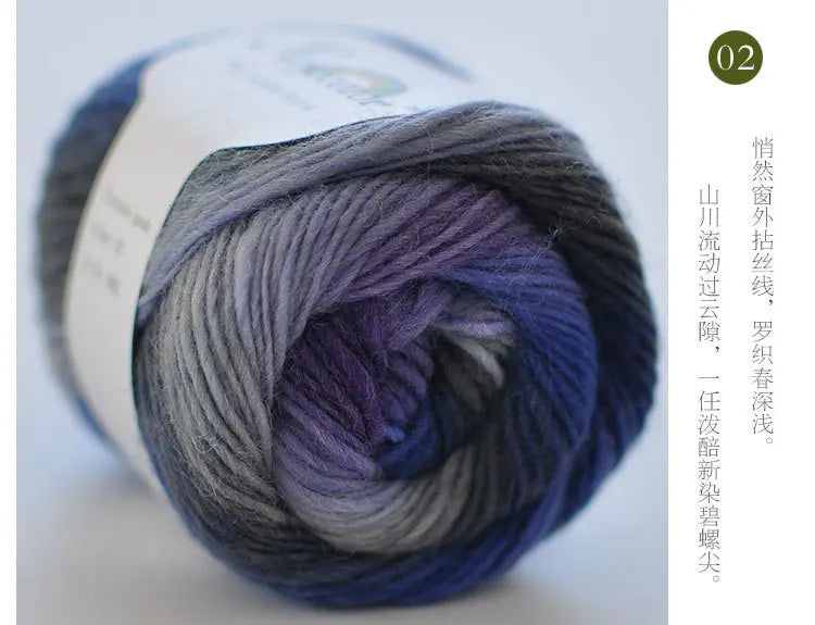 100% Wool Rainbow Yarn – Soft Thick Thread for Knitting & Crochet