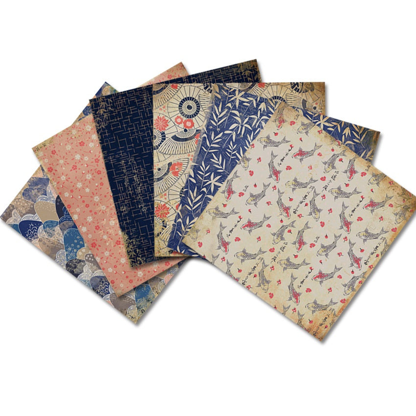 24-Sheet Vintage Japanese Craft Paper Pad – Origami & Scrapbooking