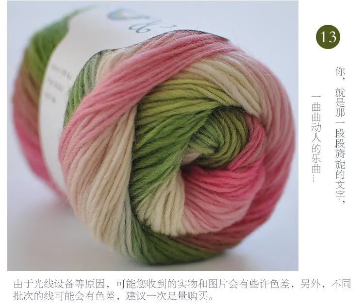 100% Wool Rainbow Yarn – Soft Thick Thread for Knitting & Crochet
