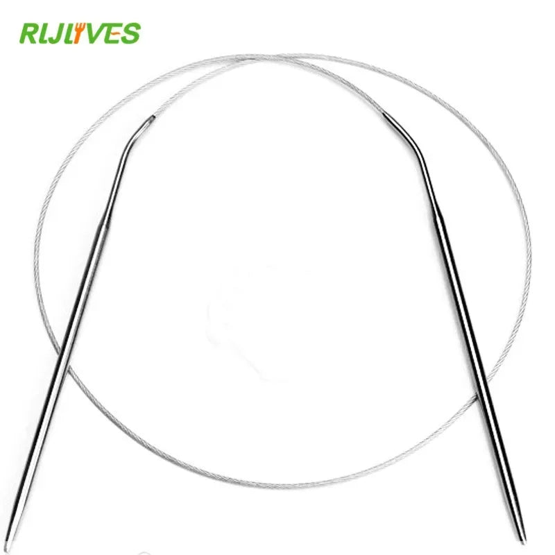 11-Piece Stainless Circular Knitting Needle Set – 80cm Crochet & Weaving Pins
