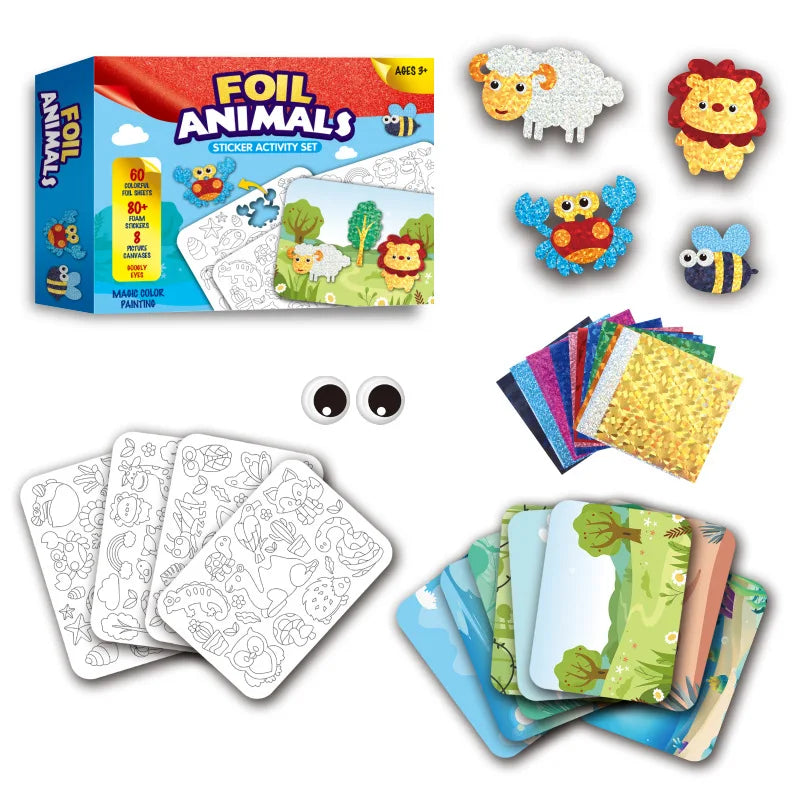 Foil Art Craft Kit for Kids – Mess-Free Coloring & Foam Stickers