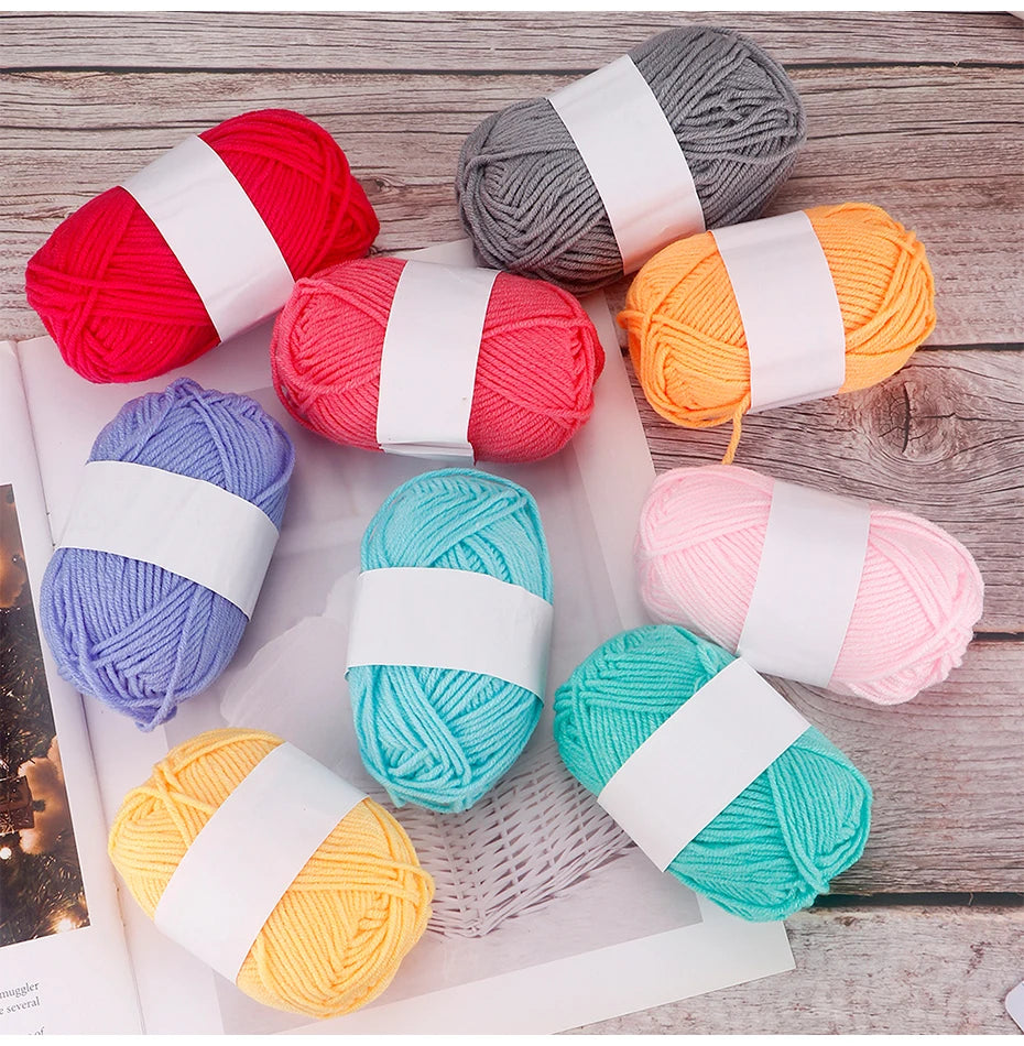 4 Ply Milk Cotton Yarn Set – 25/50pcs Soft Knitting & Crochet Threads