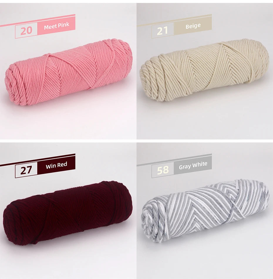 5pcs Cotton Select Thick Yarn – 500g Light Worsted Knitting & Crochet Wool