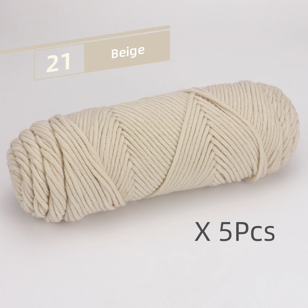 5pcs Cotton Select Thick Yarn – 500g Light Worsted Knitting & Crochet Wool