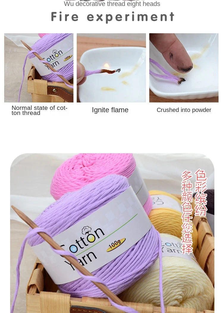 100g 100% Cotton Hand Knitting Yarn – Soft Crochet Thread