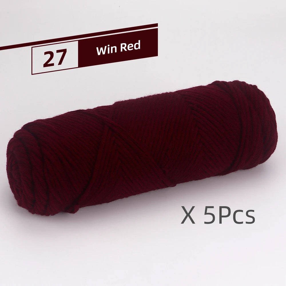 5pcs Cotton Select Thick Yarn – 500g Light Worsted Knitting & Crochet Wool