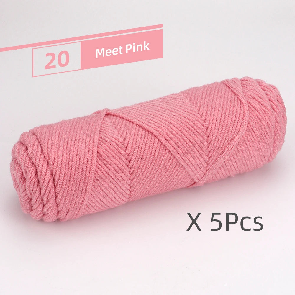 5pcs Cotton Select Thick Yarn – 500g Light Worsted Knitting & Crochet Wool
