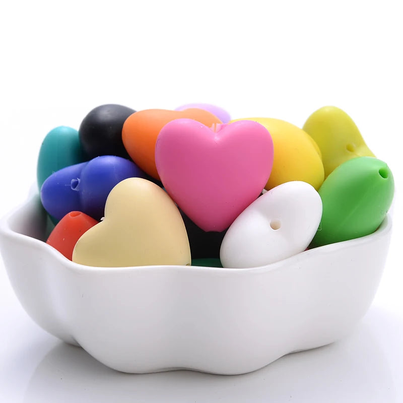 Heart Silicone Teether Beads