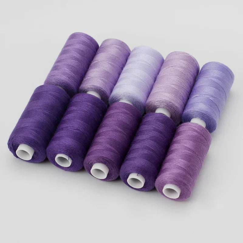 10-Color Polyester Sewing Thread Set – 400 Yards per Spool