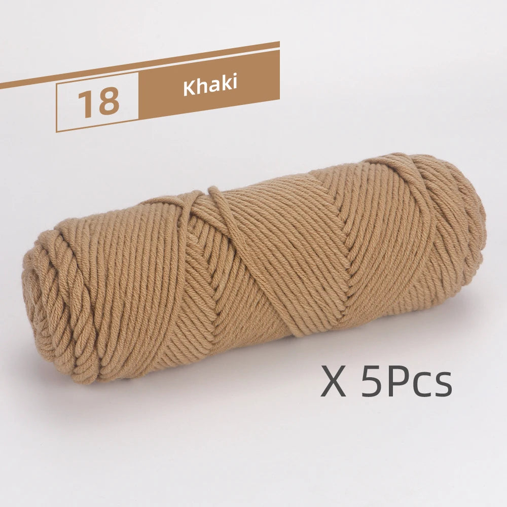 5pcs Cotton Select Thick Yarn – 500g Light Worsted Knitting & Crochet Wool