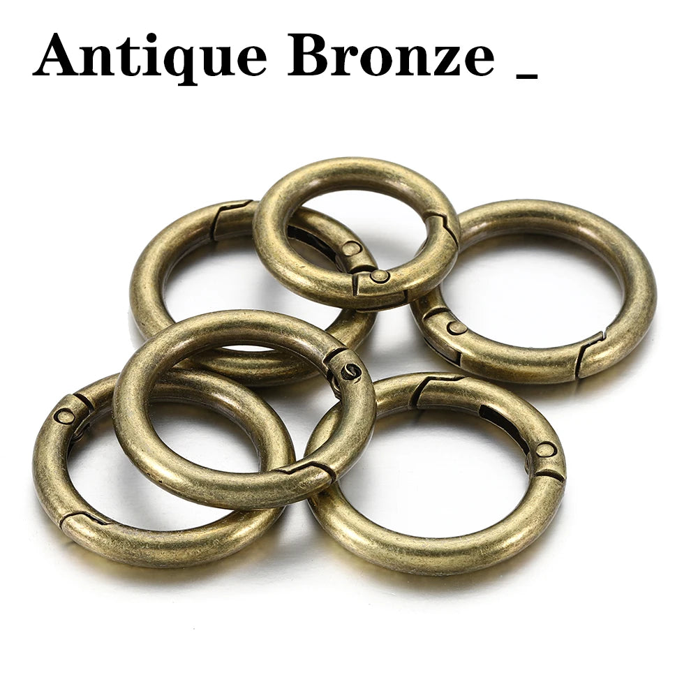 5pcs Round Spring Clasp Keychain Rings