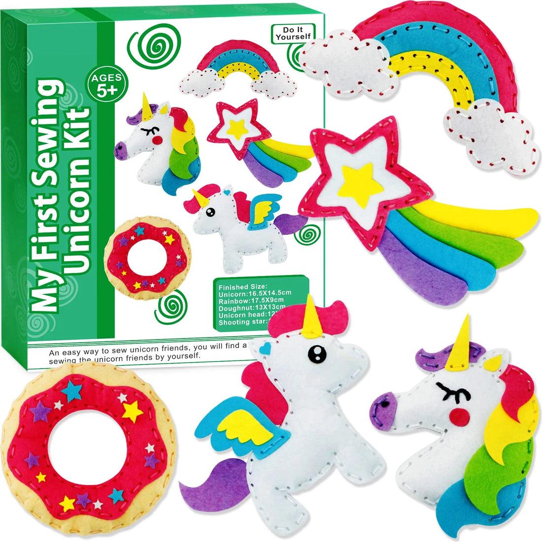 Unicorn Felt Craft Kit – 5pcs DIY Sewing Fabric Set for Kids & Adults