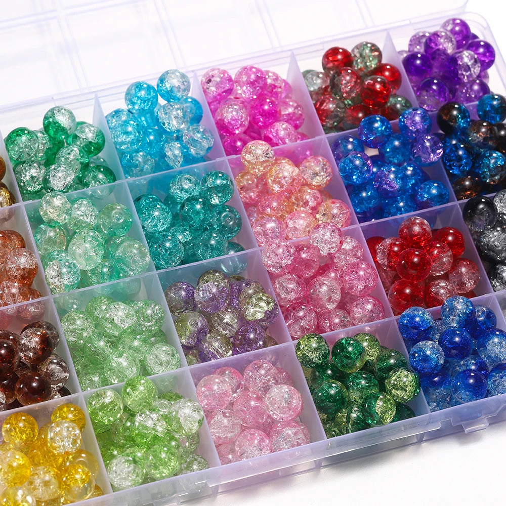 8mm Glass Crackle Beads – 50/100pcs DIY Jewelry Making Accessories