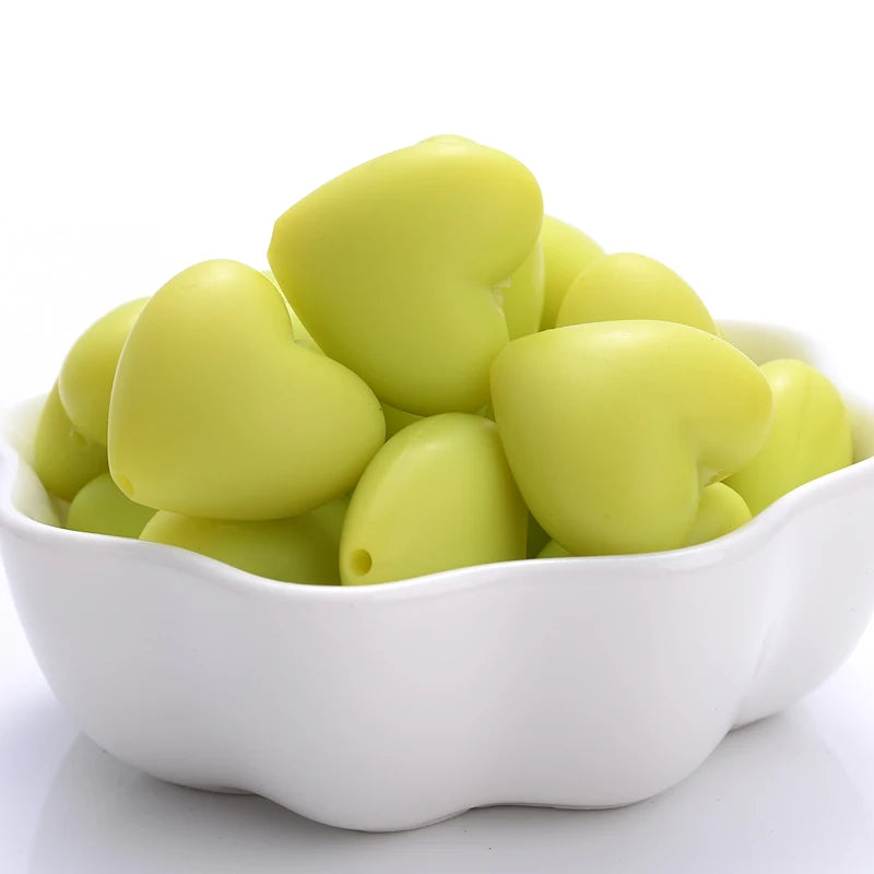 Heart Silicone Teether Beads