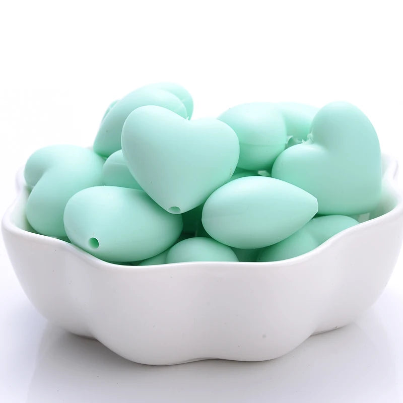 Heart Silicone Teether Beads