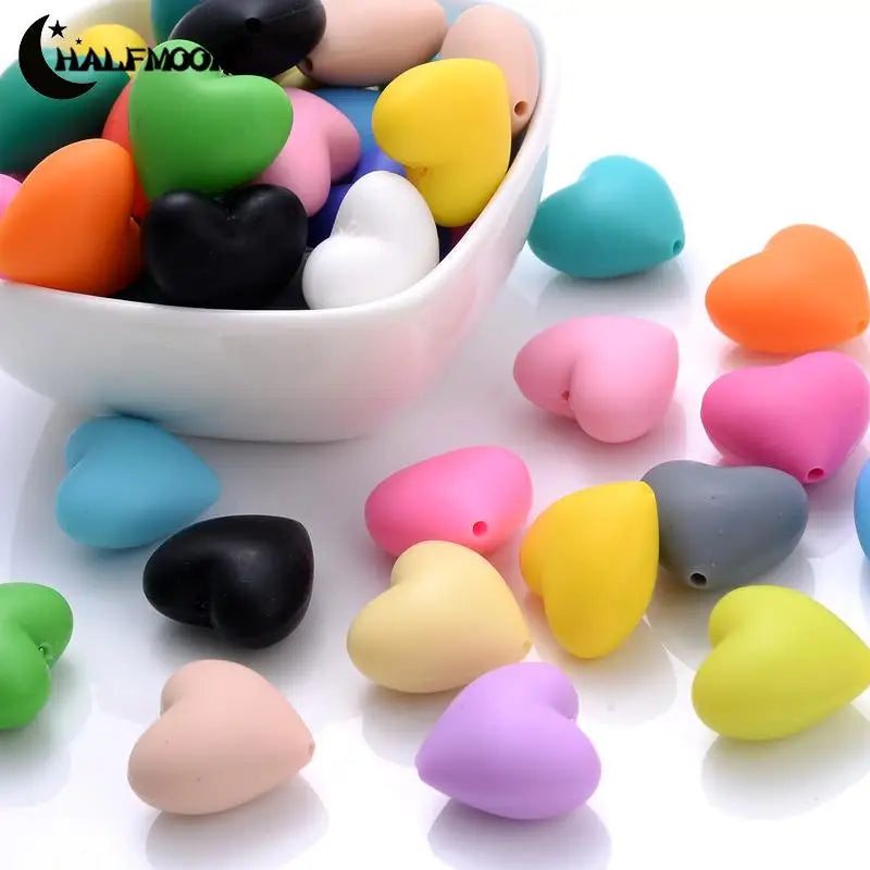 Heart Silicone Teether Beads