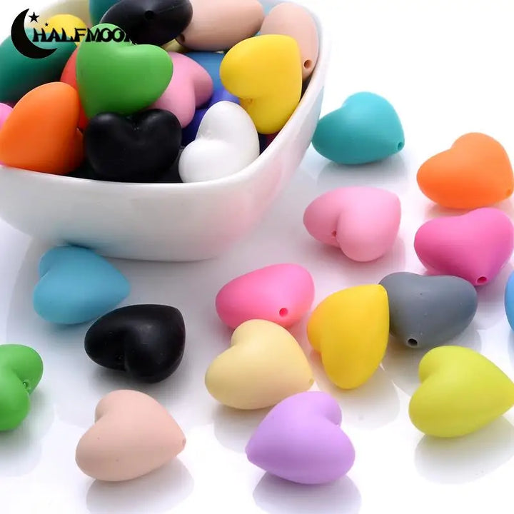 Heart Silicone Teether Beads