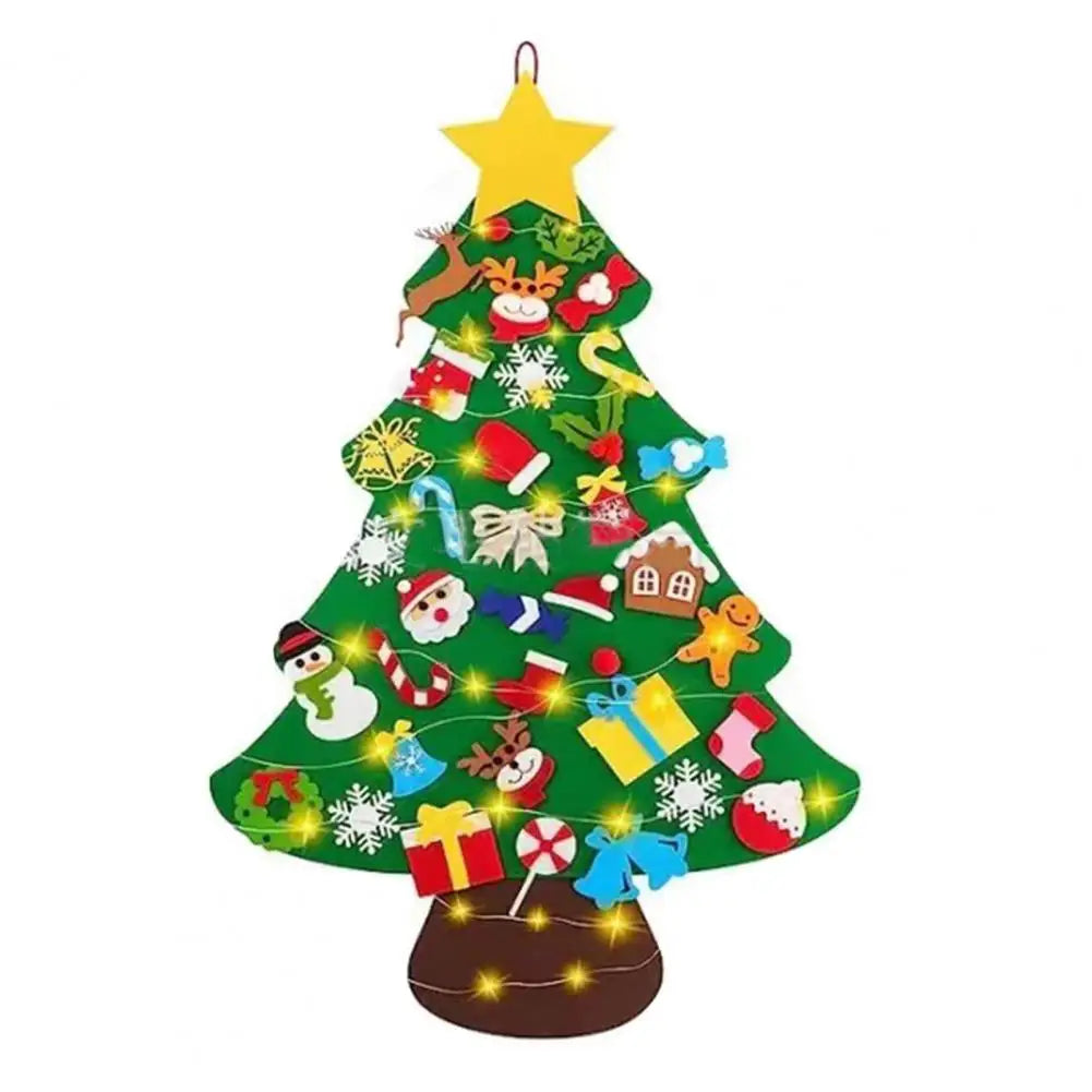 Felt Christmas Tree Set for Kids – Montessori Holiday Craft with Ornaments & Lights