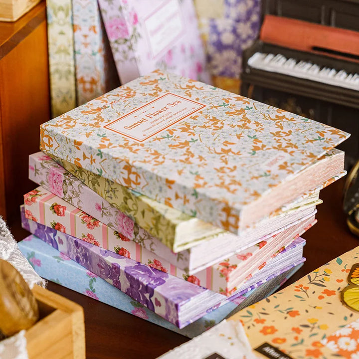 JIANQI 100pcs Vintage Floral Paper Set – Scrapbooking & DIY Craft Material