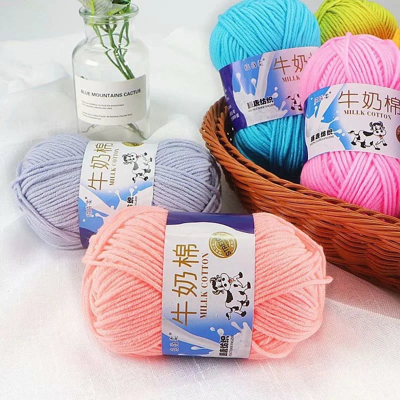 50g 5 Ply Milk Cotton Yarn – Soft Handwoven Knitting & Crochet Wool