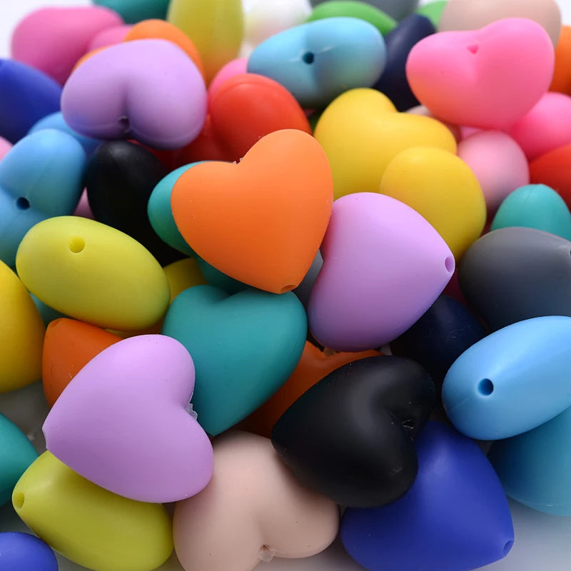 Heart Silicone Teether Beads