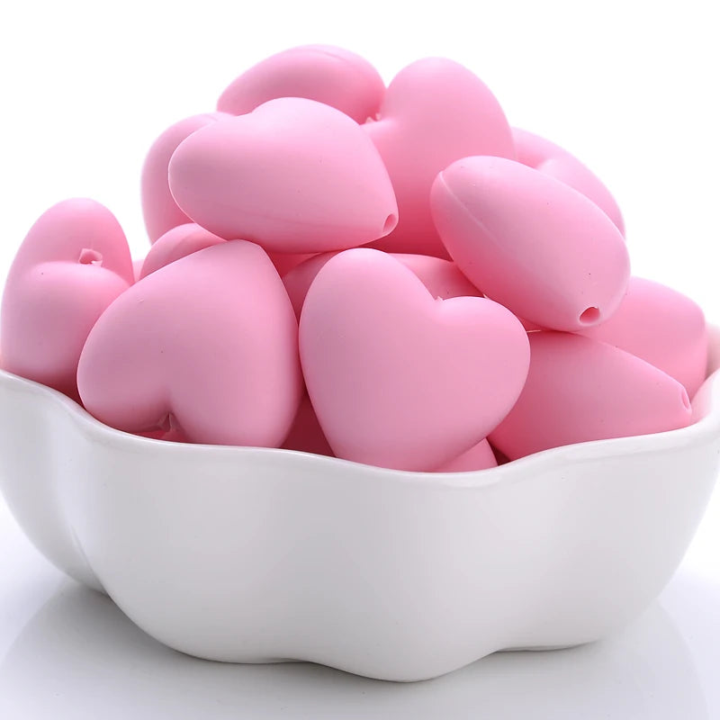 Heart Silicone Teether Beads