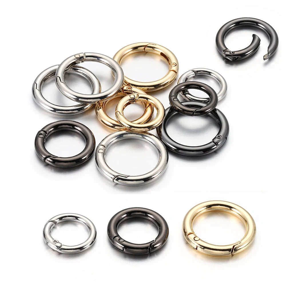 5pcs Round Spring Clasp Keychain Rings