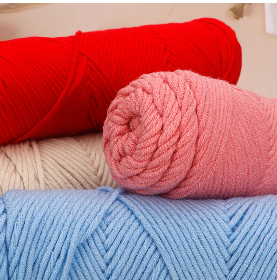 5pcs Cotton Select Thick Yarn – 500g Light Worsted Knitting & Crochet Wool