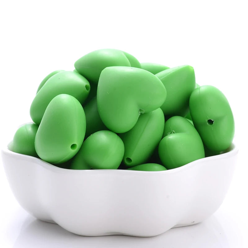 Heart Silicone Teether Beads