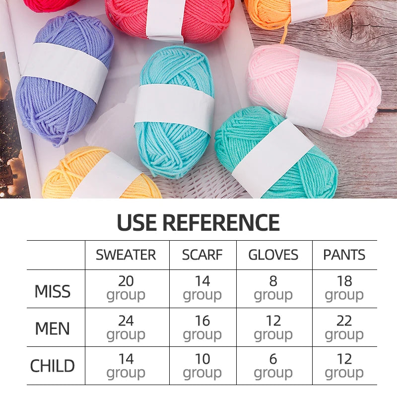 4 Ply Milk Cotton Yarn Set – 25/50pcs Soft Knitting & Crochet Threads