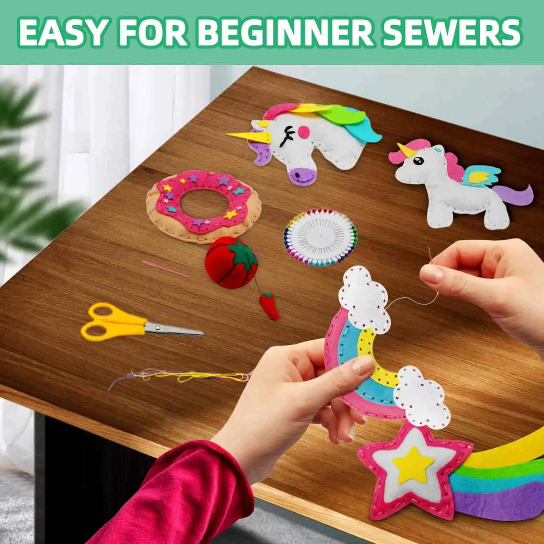 Unicorn Felt Craft Kit – 5pcs DIY Sewing Fabric Set for Kids & Adults