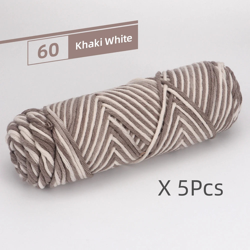 5pcs Cotton Select Thick Yarn – 500g Light Worsted Knitting & Crochet Wool